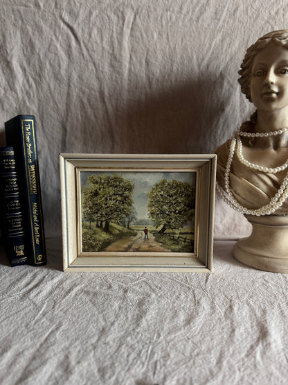 Antique 1923 Oil Painting by M Hodes, Small Vintage Framed Art