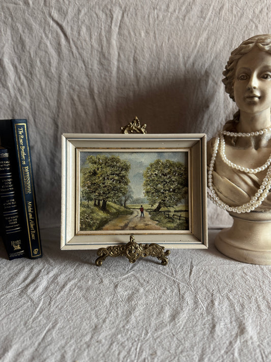 Antique 1923 Oil Painting by M Hodes, Small Vintage Framed Art