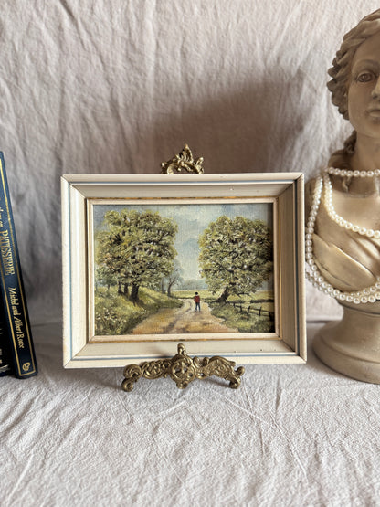 Antique 1923 Oil Painting by M Hodes, Small Vintage Framed Art