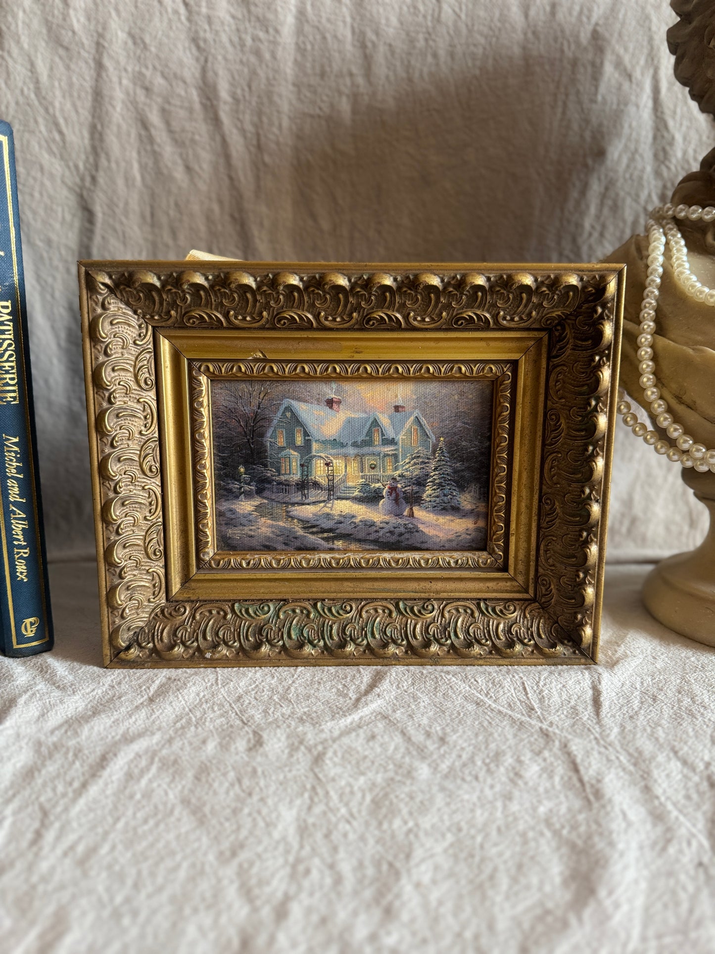 Thomas Kinkade Blessings of Christmas Framed Lithograph, Ornate Frame