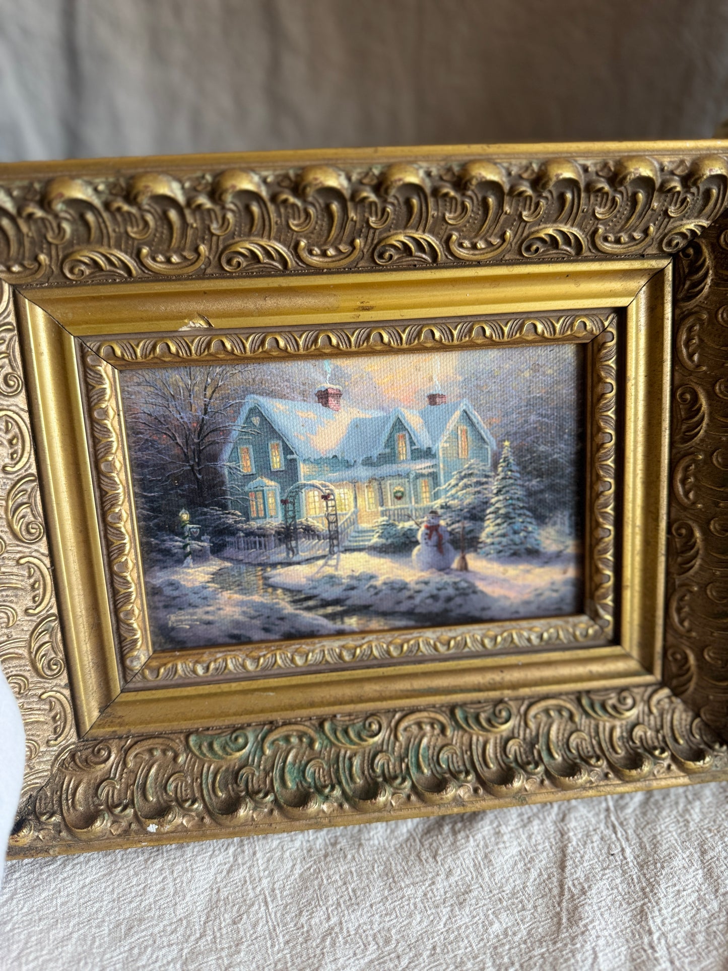 Thomas Kinkade Blessings of Christmas Framed Lithograph, Ornate Frame