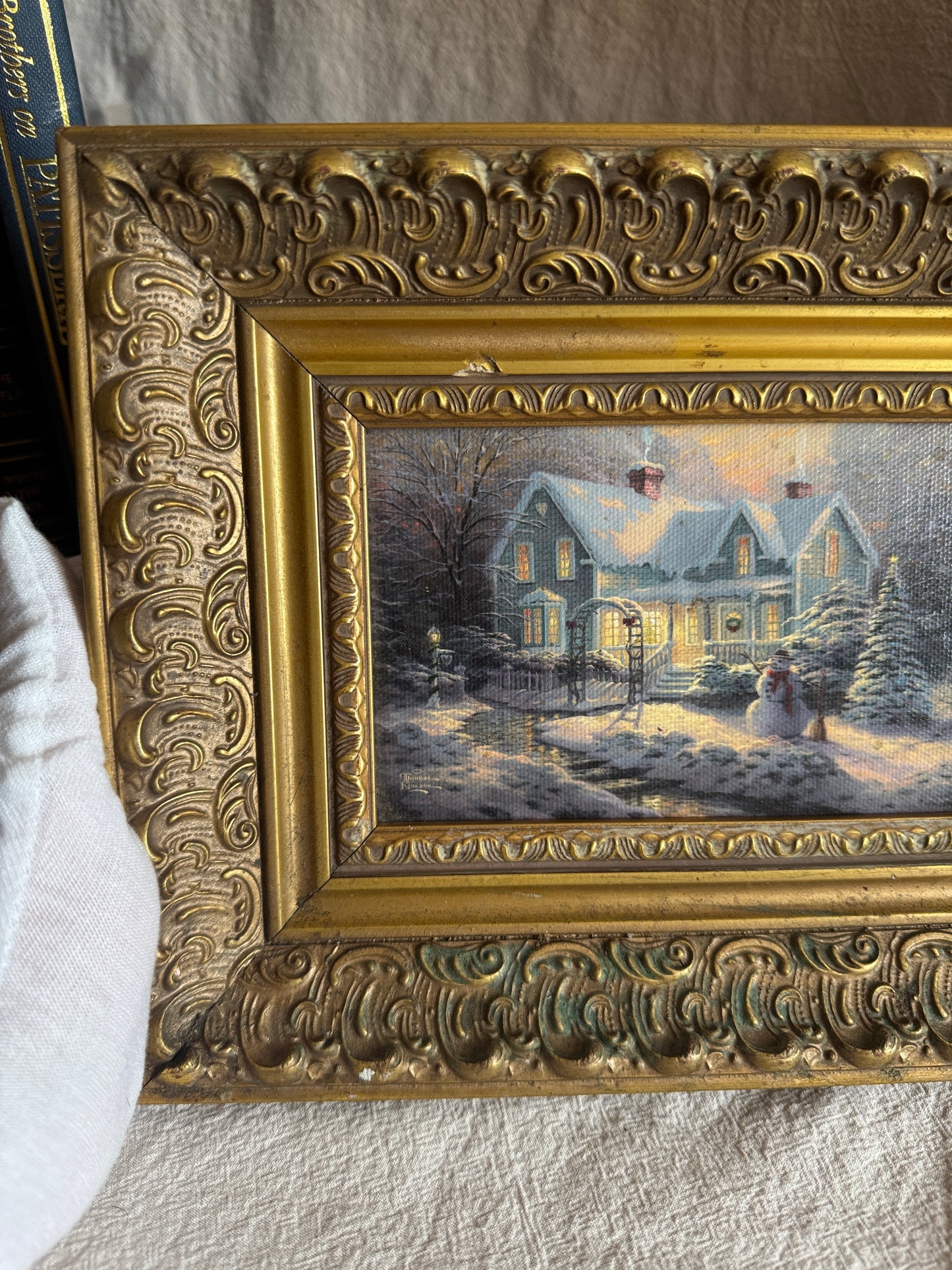 Thomas Kinkade Blessings of Christmas Framed Lithograph, Ornate Frame