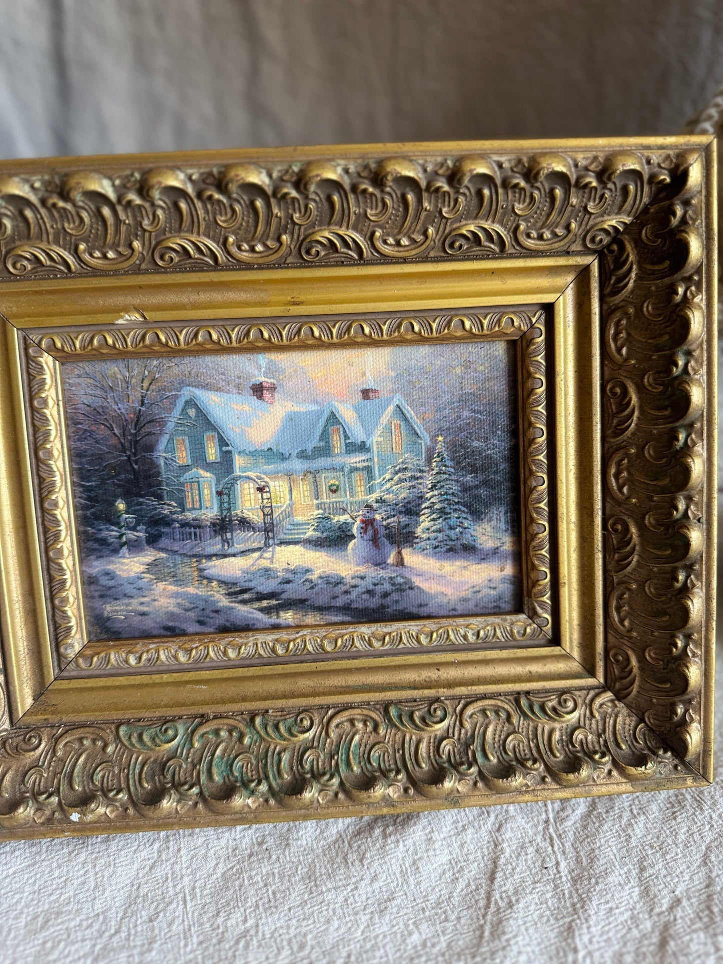 Thomas Kinkade Blessings of Christmas Framed Lithograph, Ornate Frame
