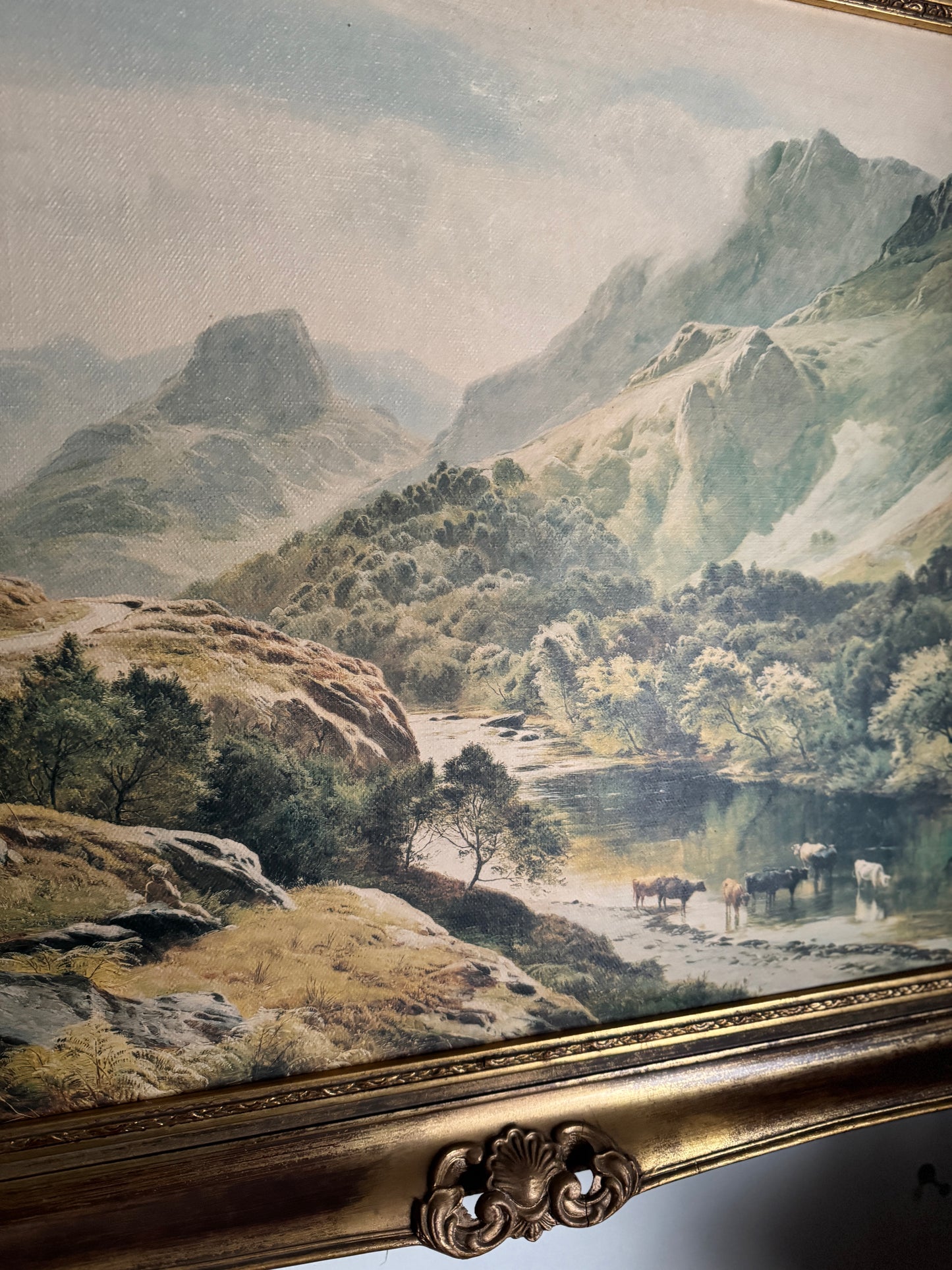 Sidney Richard Percy Cattle Watering Borrowdale Vintage Giclee Print Large