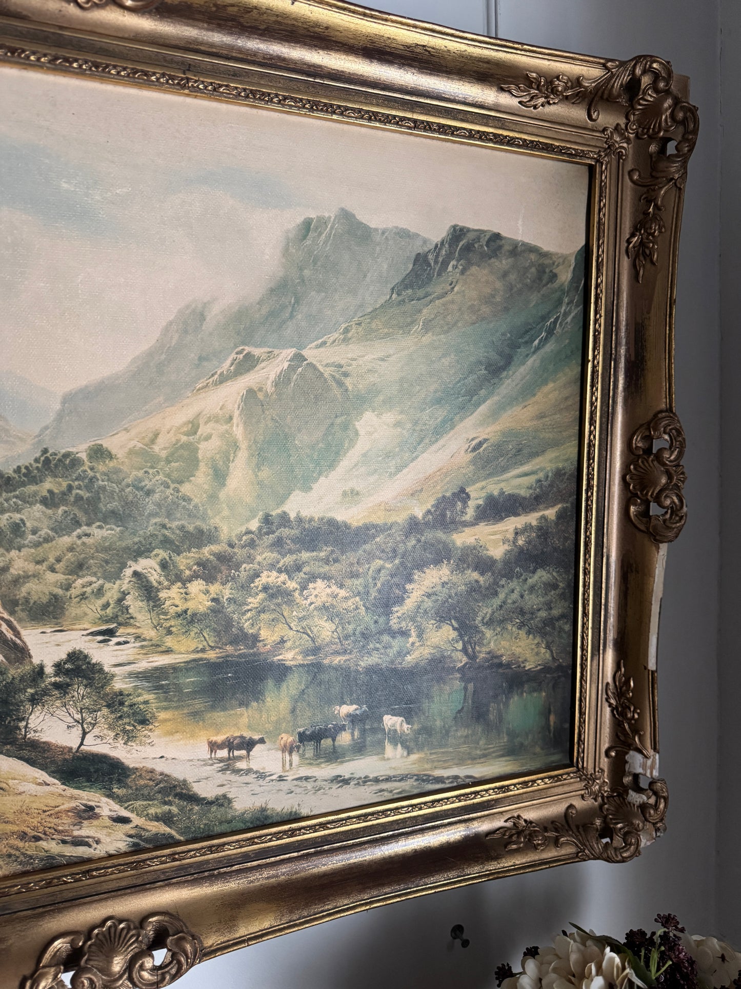 Sidney Richard Percy Cattle Watering Borrowdale Vintage Giclee Print Large
