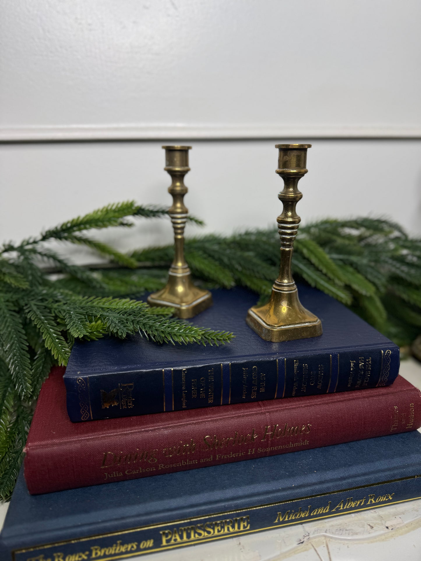 Vintage Square Bottom Brass Candlesticks Pair
