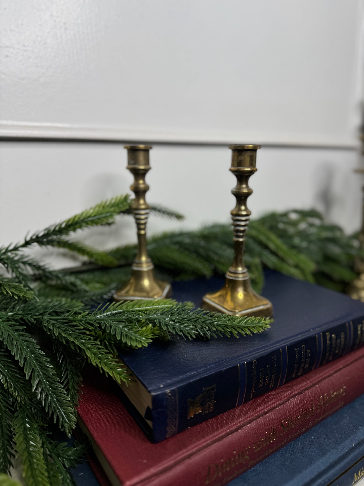 Vintage Square Bottom Brass Candlesticks Pair