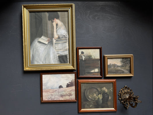 Vintage Themed Gallery wall set in mix of frame + Candle Wall Scone ( x 6 )
