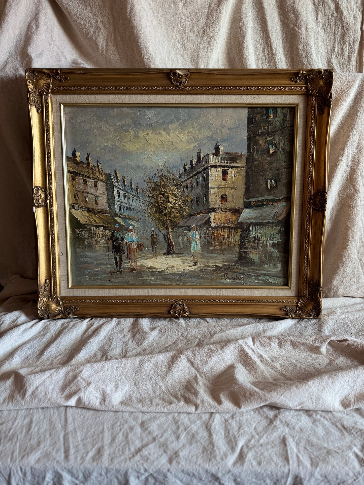 Caroline Burnett  – Mid-Century Impressionist Oil Painting, Moulin Rouge Street Scene