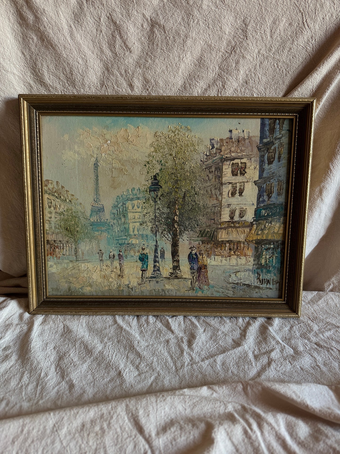 Caroline Burnett Oil Paintings Collection, Signed Impressionist Art, Paris Street Scene & Ornate Framed Oils