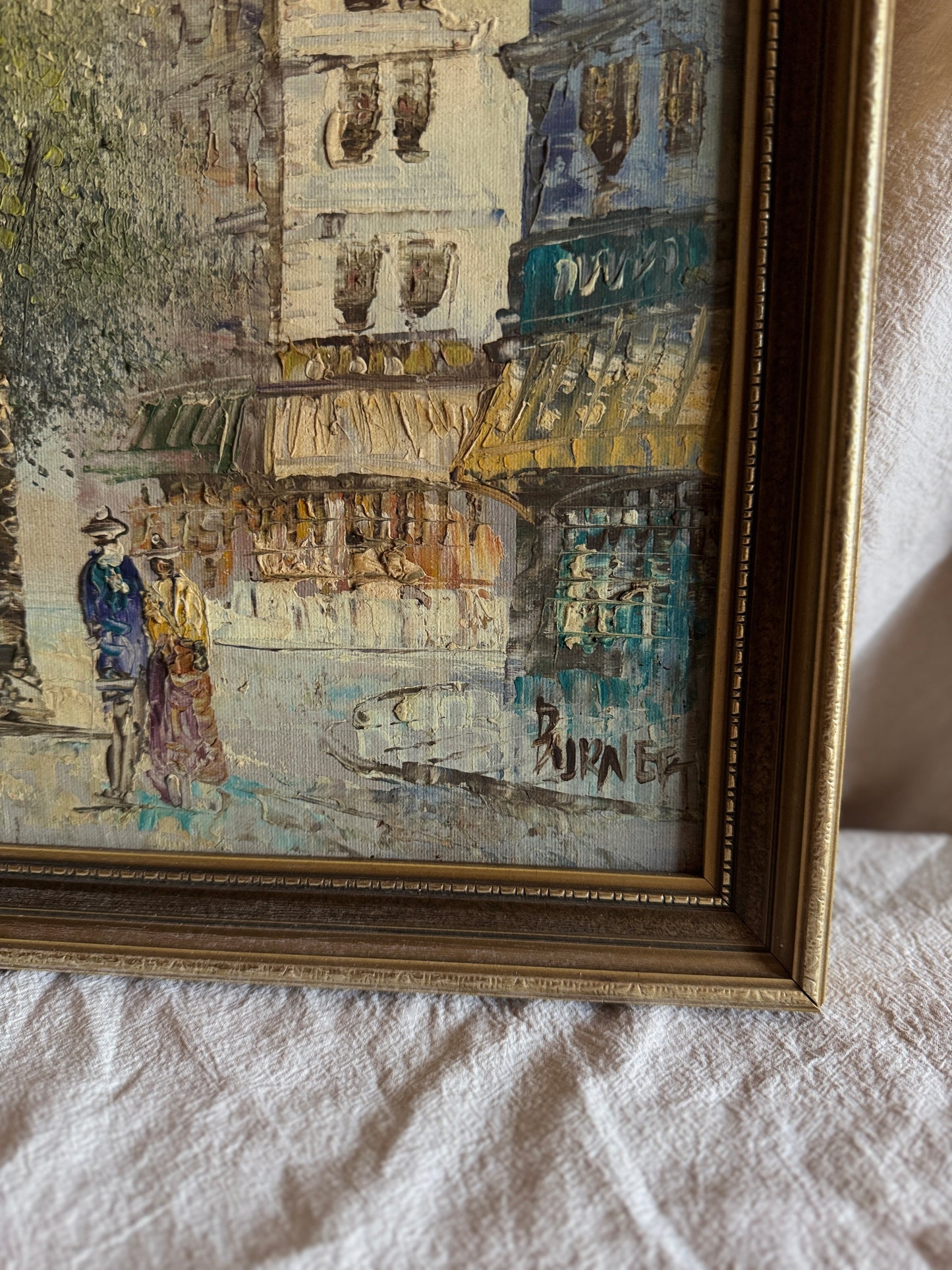 Caroline Burnett Oil Paintings Collection, Signed Impressionist Art, Paris Street Scene & Ornate Framed Oils