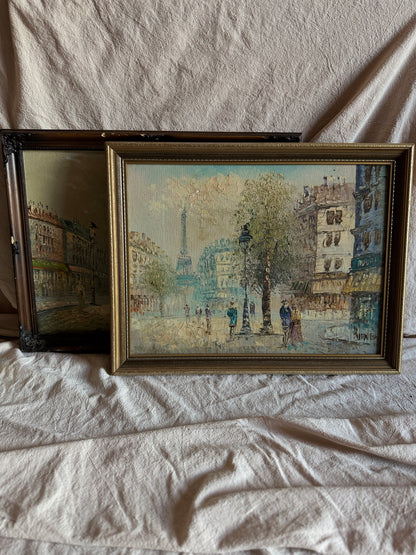 Caroline Burnett Oil Paintings Collection, Signed Impressionist Art, Paris Street Scene & Ornate Framed Oils