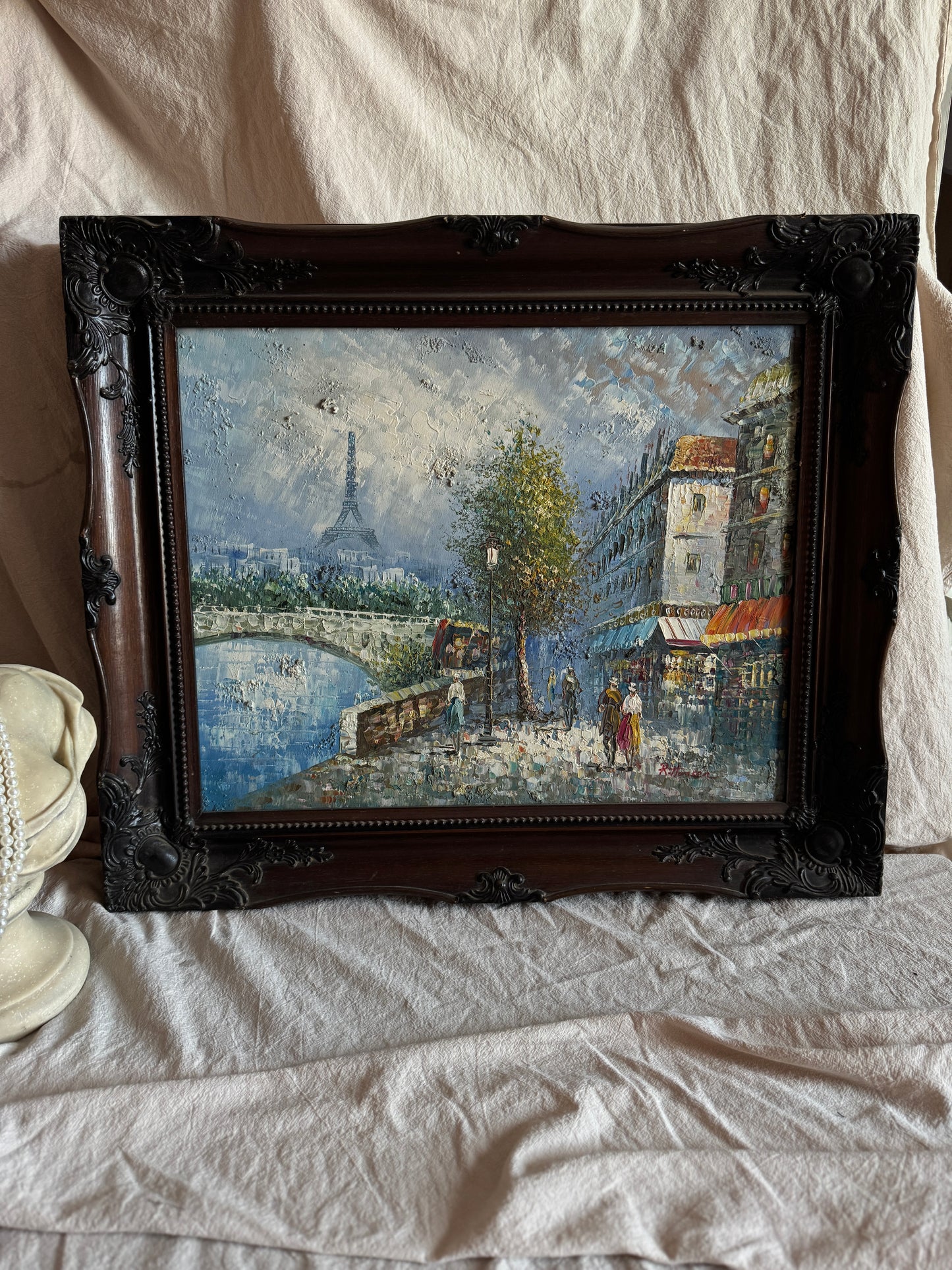 Large René Thomsen Oil Painting | French Impressionist | Knife Original Oil on Canvas