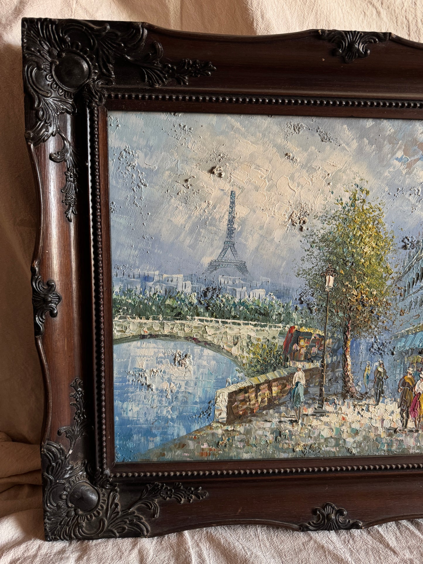 Large René Thomsen Oil Painting | French Impressionist | Knife Original Oil on Canvas