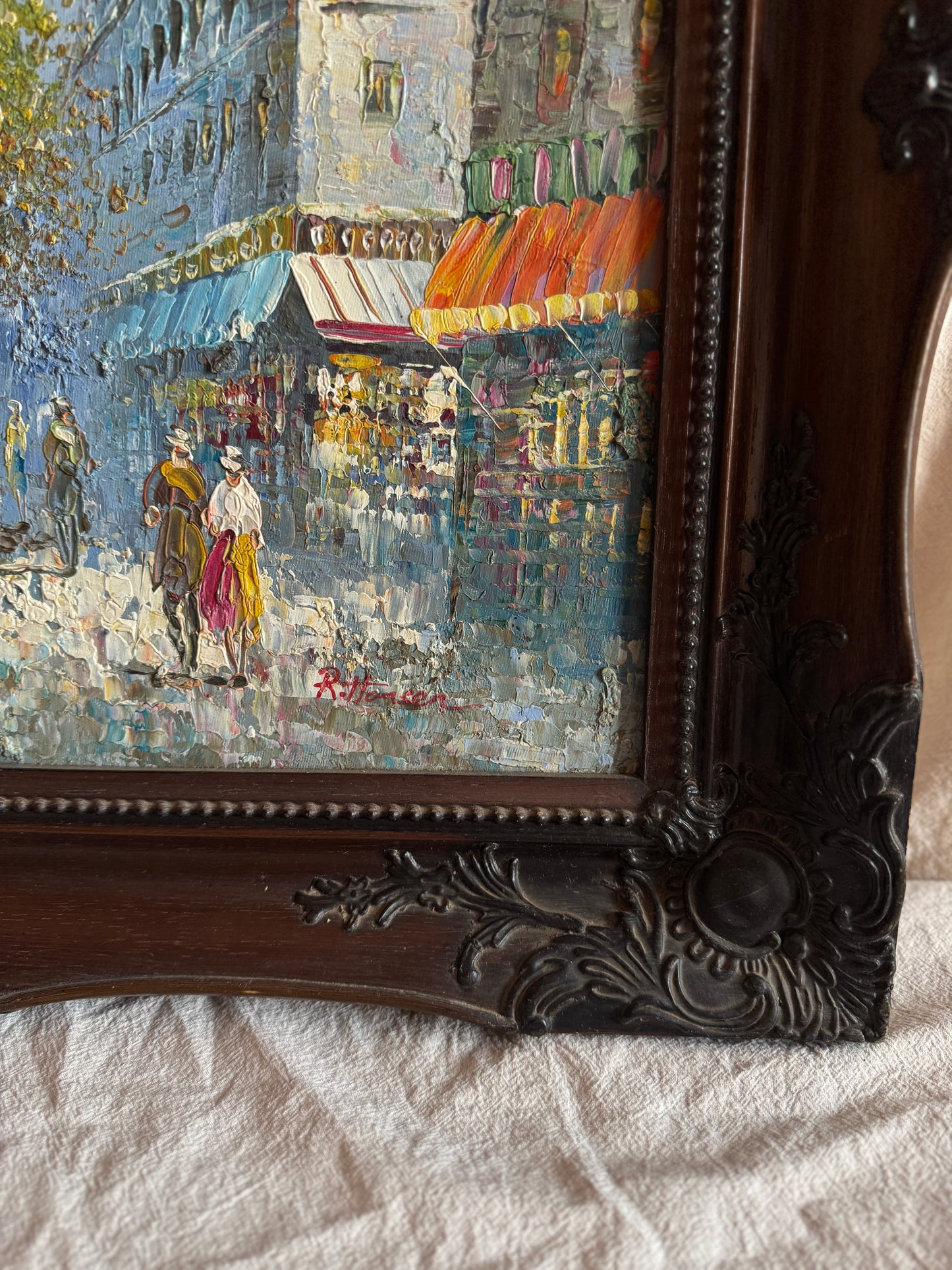 Large René Thomsen Oil Painting | French Impressionist | Knife Original Oil on Canvas