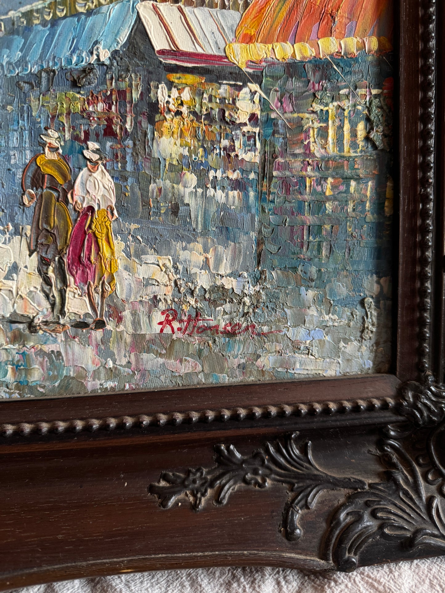 Large René Thomsen Oil Painting | French Impressionist | Knife Original Oil on Canvas