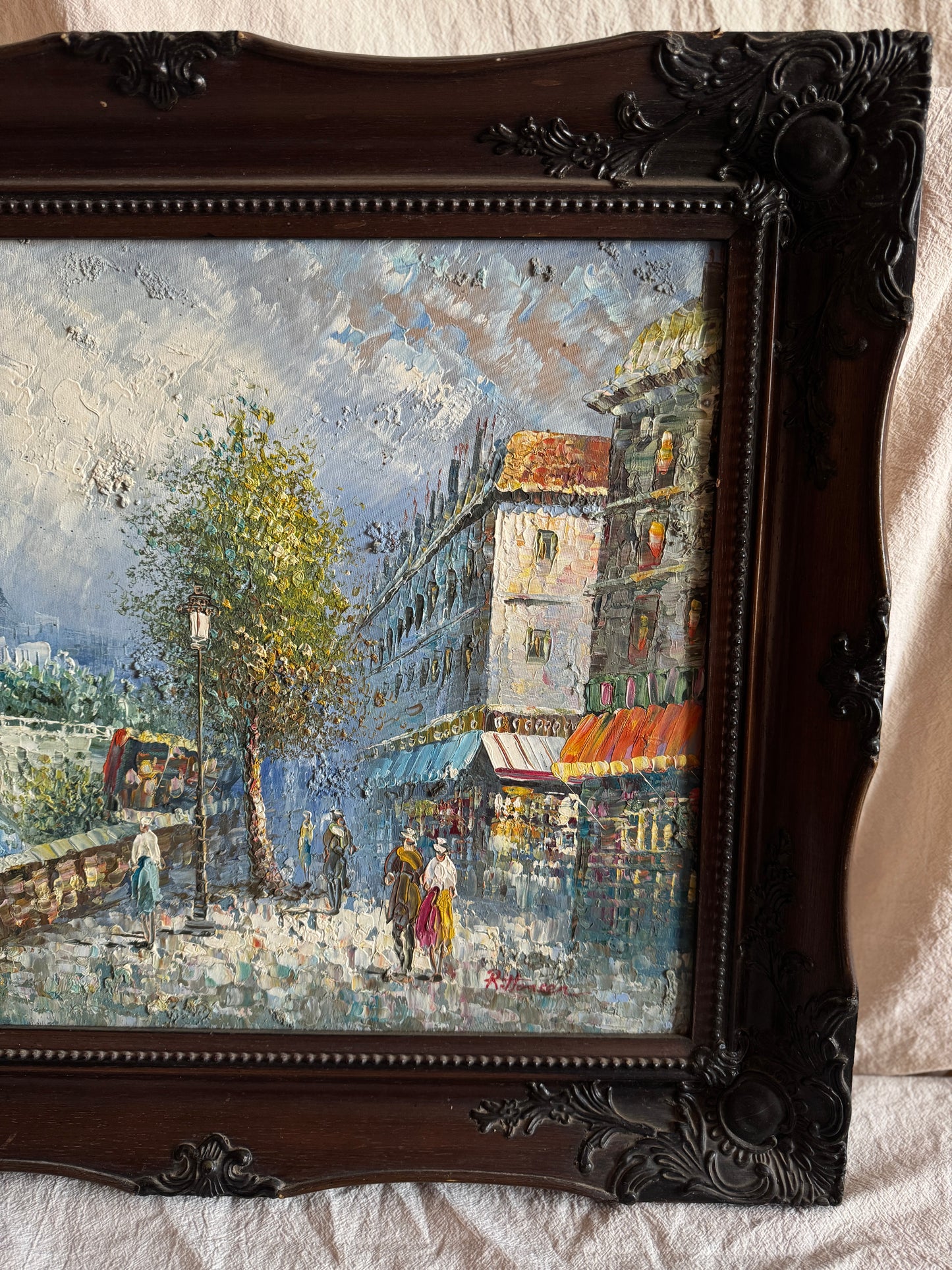 Large René Thomsen Oil Painting | French Impressionist | Knife Original Oil on Canvas