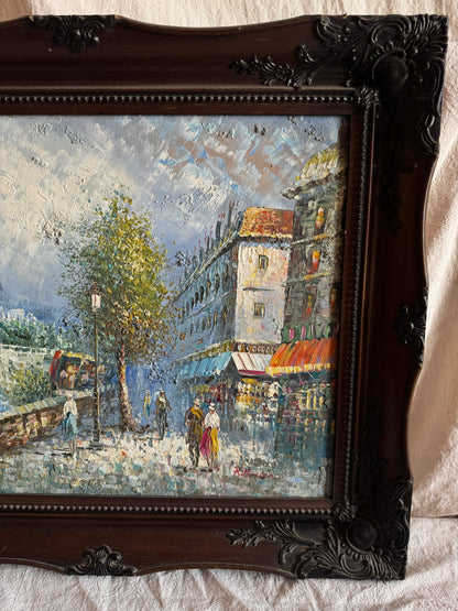 Large René Thomsen Oil Painting | French Impressionist | Knife Original Oil on Canvas