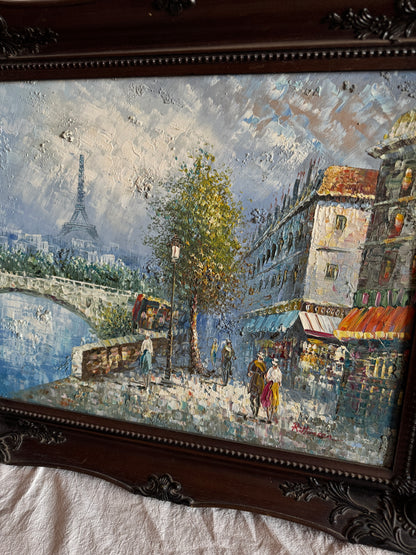 Large René Thomsen Oil Painting | French Impressionist | Knife Original Oil on Canvas