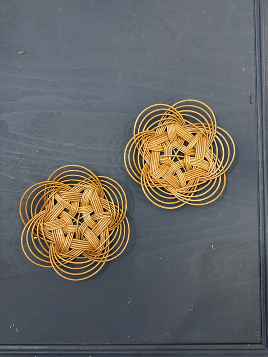Vintage Handwoven Decorative Wall Plate Pair
