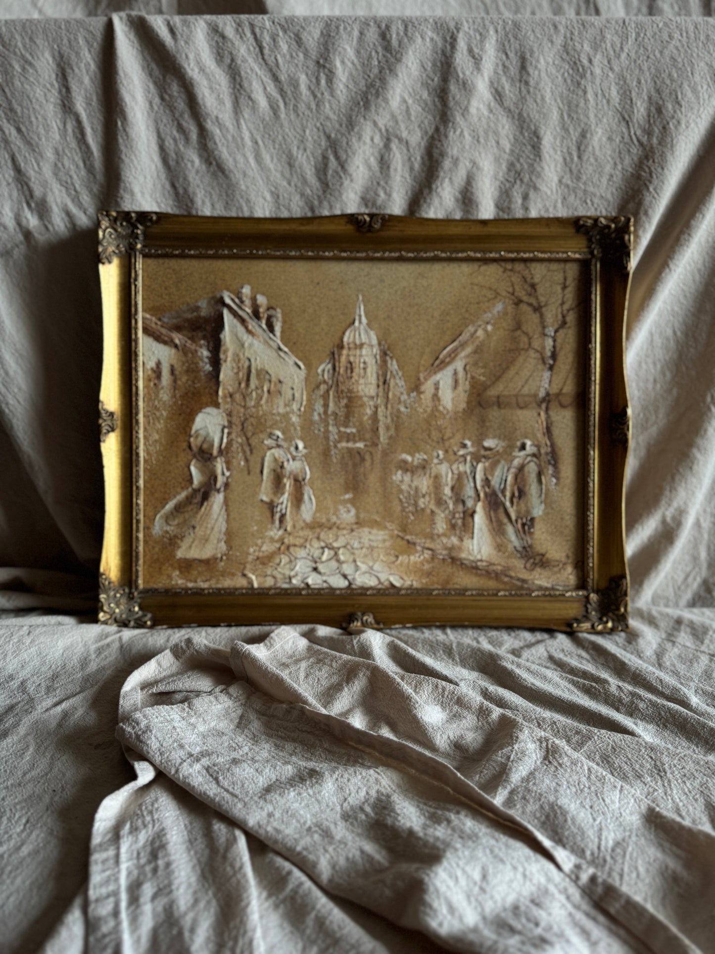 Vintage Original Boris Chezar Oil - Sand Painting –  Mid Century Modern Wall Art