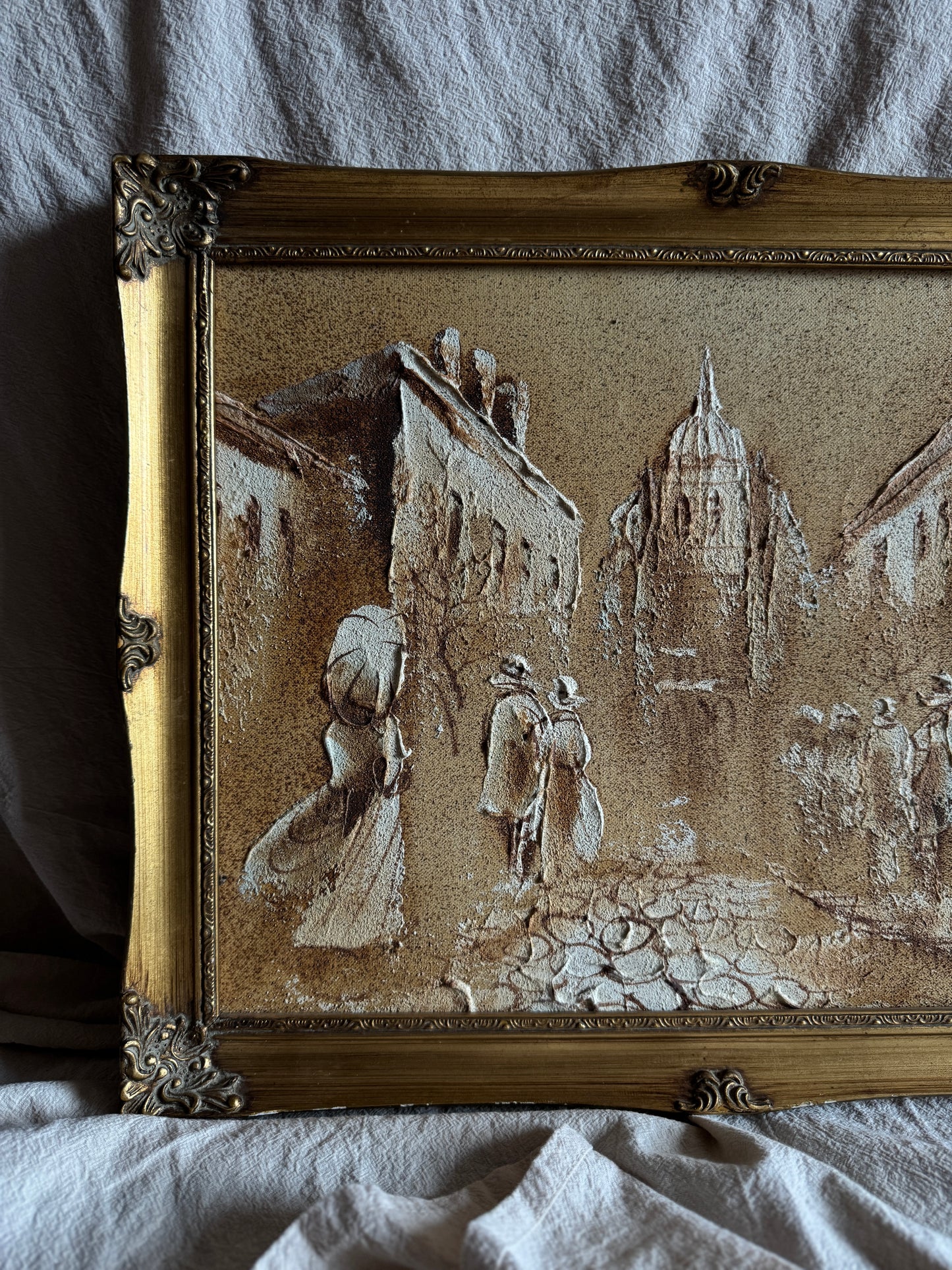 Vintage Original Boris Chezar Oil - Sand Painting –  Mid Century Modern Wall Art