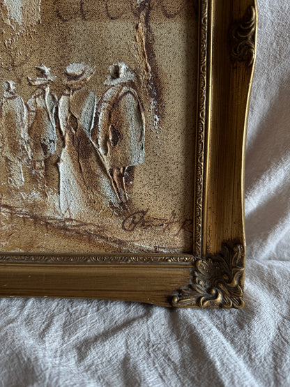 Vintage Original Boris Chezar Oil - Sand Painting –  Mid Century Modern Wall Art