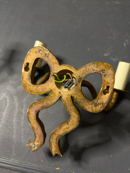 Early 20th Century Louis XVI–Style Wooden & Metal Two-Arm Ribbon Wall Lights (Pair)