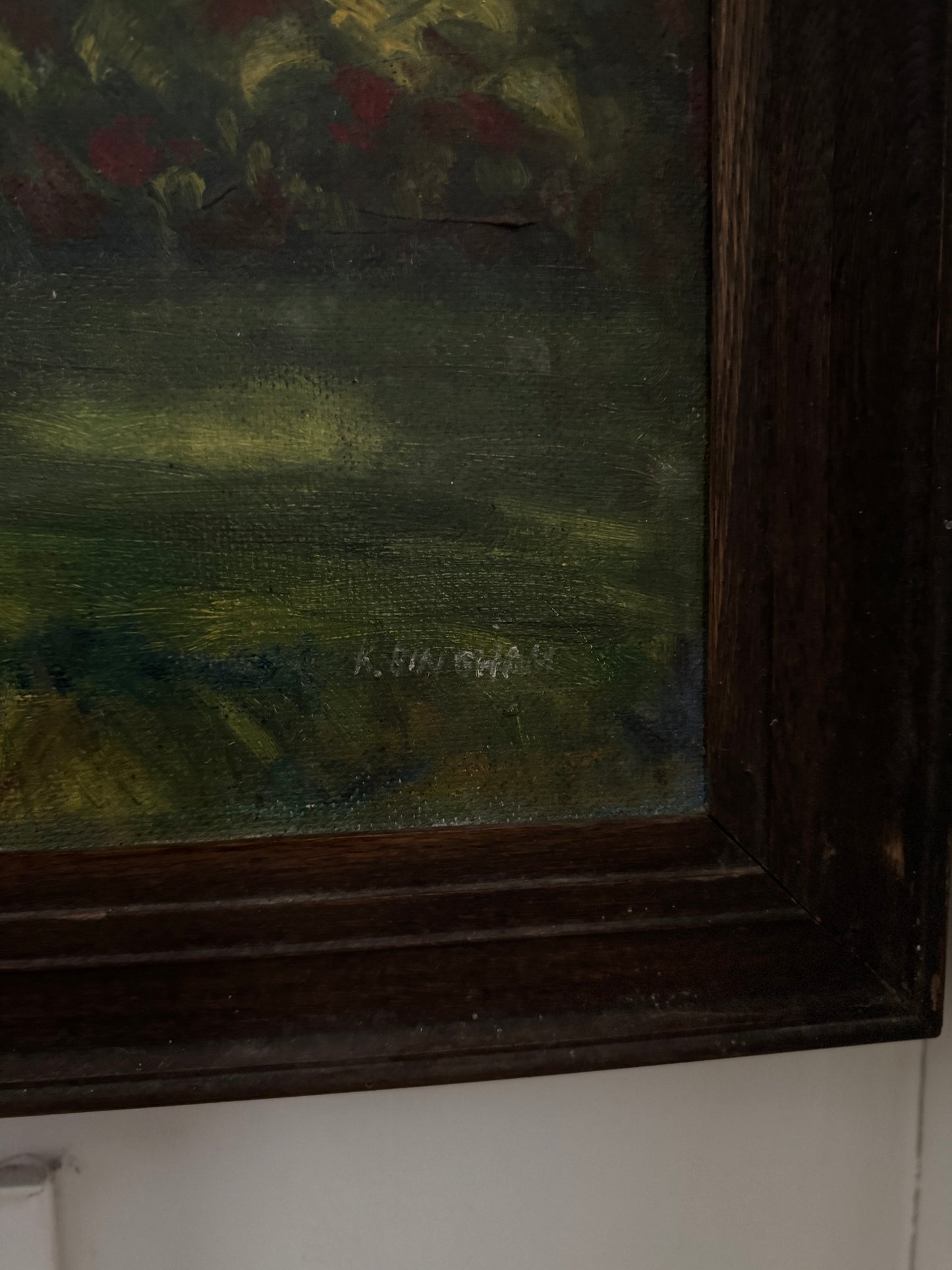 Extra Large English Cottage Oil Painting –Framed Rustic Thatched Farmhouse Scene 127 x 99 cm