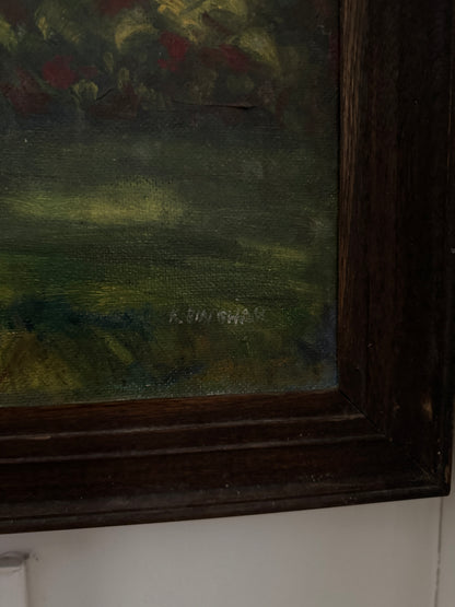 Extra Large English Cottage Oil Painting –Framed Rustic Thatched Farmhouse Scene 127 x 99 cm