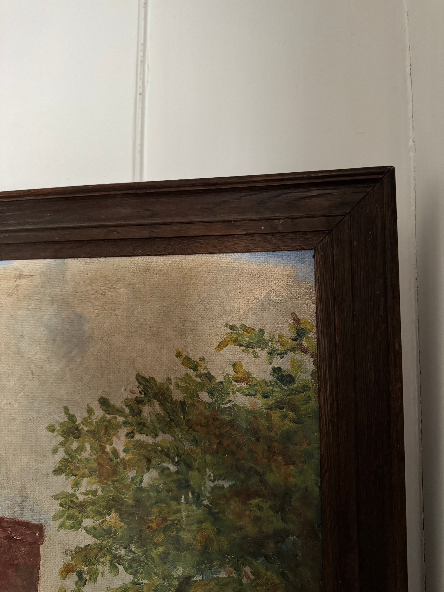 Extra Large English Cottage Oil Painting –Framed Rustic Thatched Farmhouse Scene 127 x 99 cm
