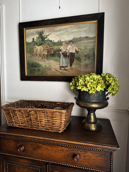 Antique Framed Lithograph -Return From the Field by Édouard Bernard Debat-Ponsan 1890s