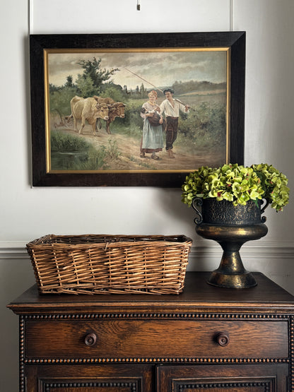 Antique Framed Lithograph -Return From the Field by Édouard Bernard Debat-Ponsan 1890s