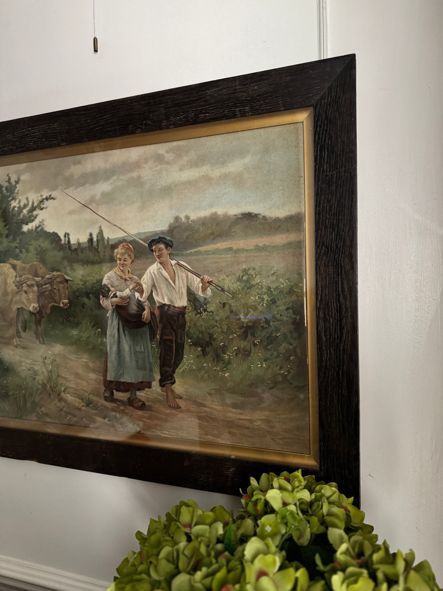 Antique Framed Lithograph -Return From the Field by Édouard Bernard Debat-Ponsan 1890s