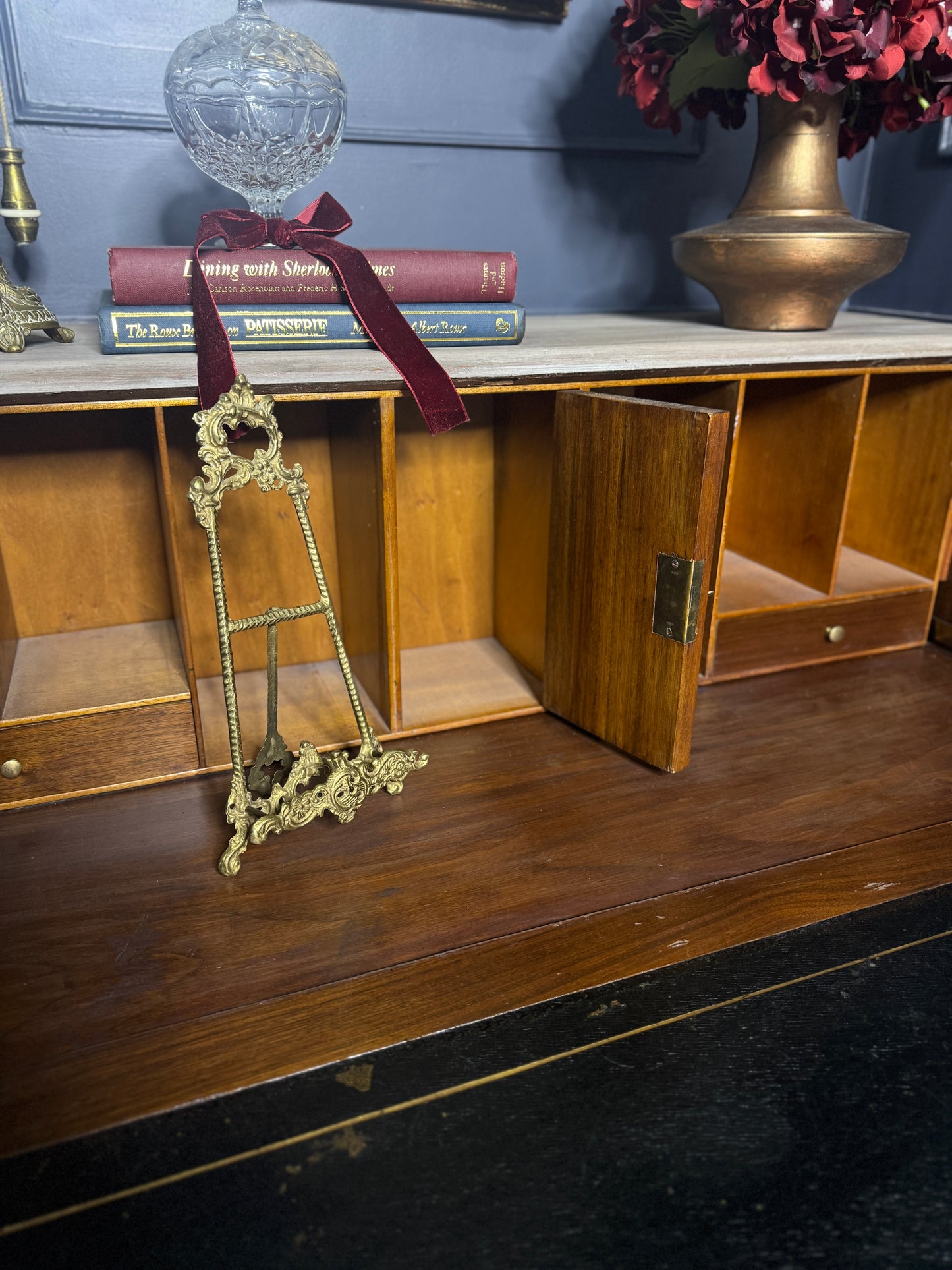 Antique Bureau Desk — French Romantic Style - Distressed Chalk Paint Finish