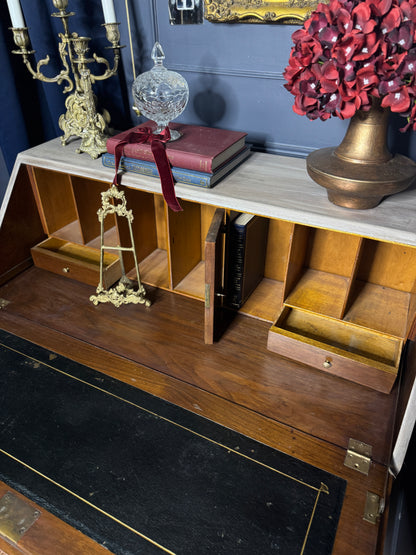 Antique Bureau Desk — French Romantic Style - Distressed Chalk Paint Finish