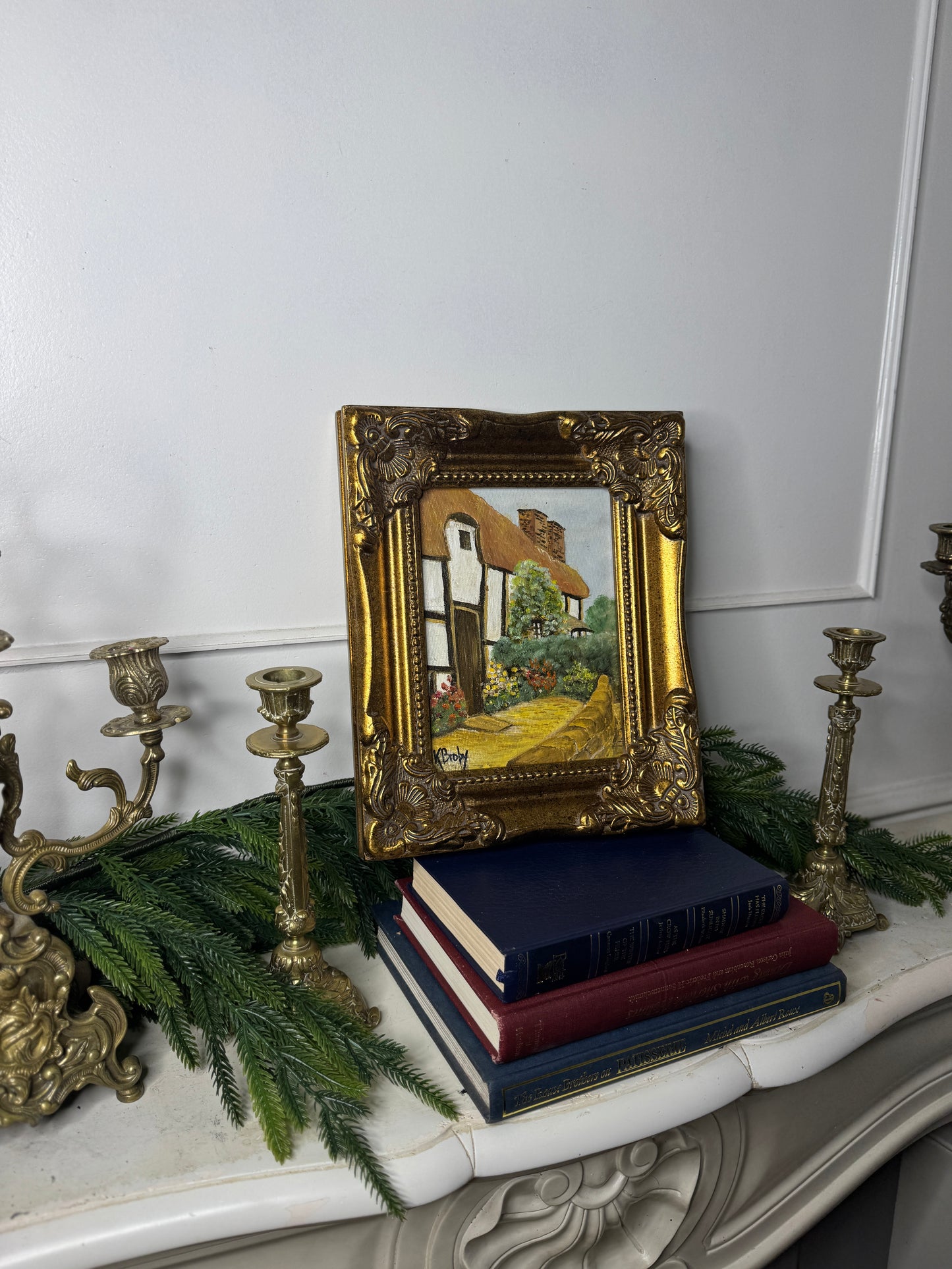 Vintage Small Oil Painting Signed by K. Broby  in Frame Nantes