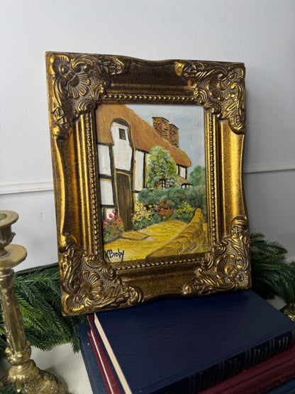 Vintage Small Oil Painting Signed by K. Broby  in Frame Nantes