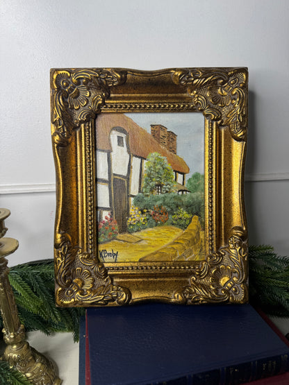 Vintage Small Oil Painting Signed by K. Broby  in Frame Nantes