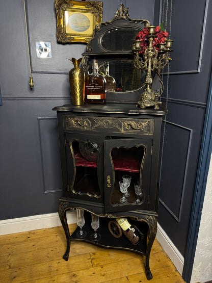 Antique Ebonised Victorian Chiffonier / Drink Cabinet — 19th Century — Upcycled Chalk Paint Finish