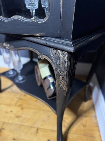 Antique Ebonised Victorian Chiffonier / Drink Cabinet — 19th Century — Upcycled Chalk Paint Finish