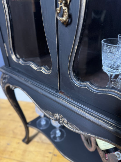 Antique Ebonised Victorian Chiffonier / Drink Cabinet — 19th Century — Upcycled Chalk Paint Finish
