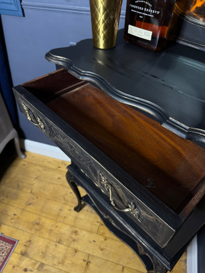 Antique Ebonised Victorian Chiffonier / Drink Cabinet — 19th Century — Upcycled Chalk Paint Finish