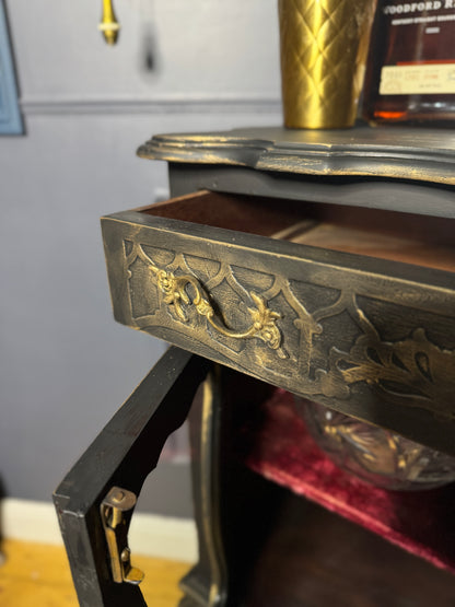 Antique Ebonised Victorian Chiffonier / Drink Cabinet — 19th Century — Upcycled Chalk Paint Finish