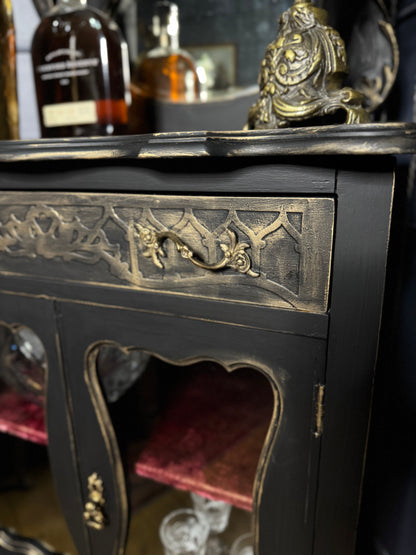 Antique Ebonised Victorian Chiffonier / Drink Cabinet — 19th Century — Upcycled Chalk Paint Finish
