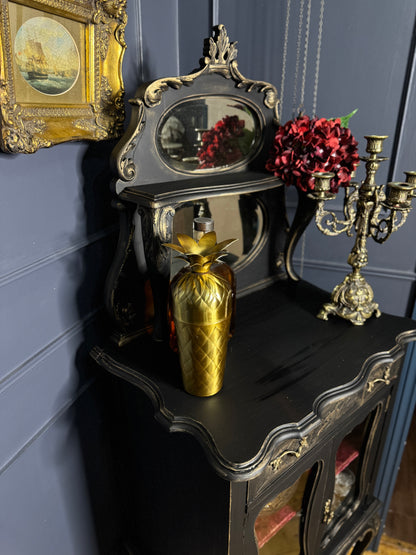 Antique Ebonised Victorian Chiffonier / Drink Cabinet — 19th Century — Upcycled Chalk Paint Finish