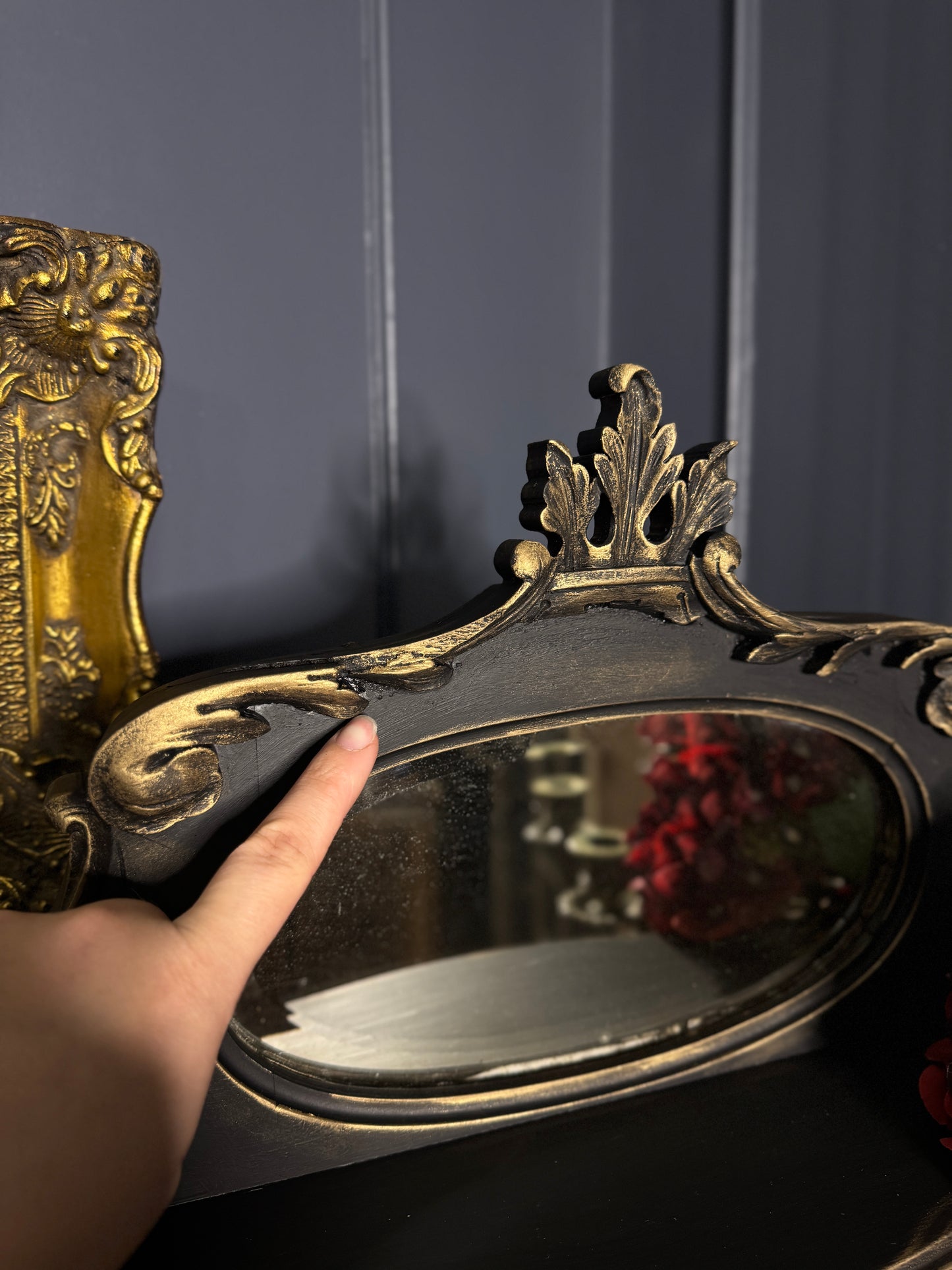Antique Ebonised Victorian Chiffonier / Drink Cabinet — 19th Century — Upcycled Chalk Paint Finish