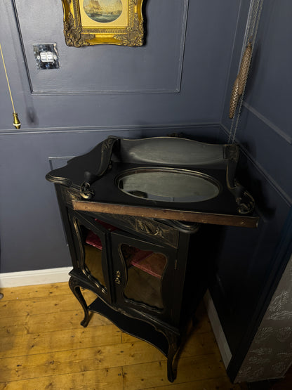 Antique Ebonised Victorian Chiffonier / Drink Cabinet — 19th Century — Upcycled Chalk Paint Finish