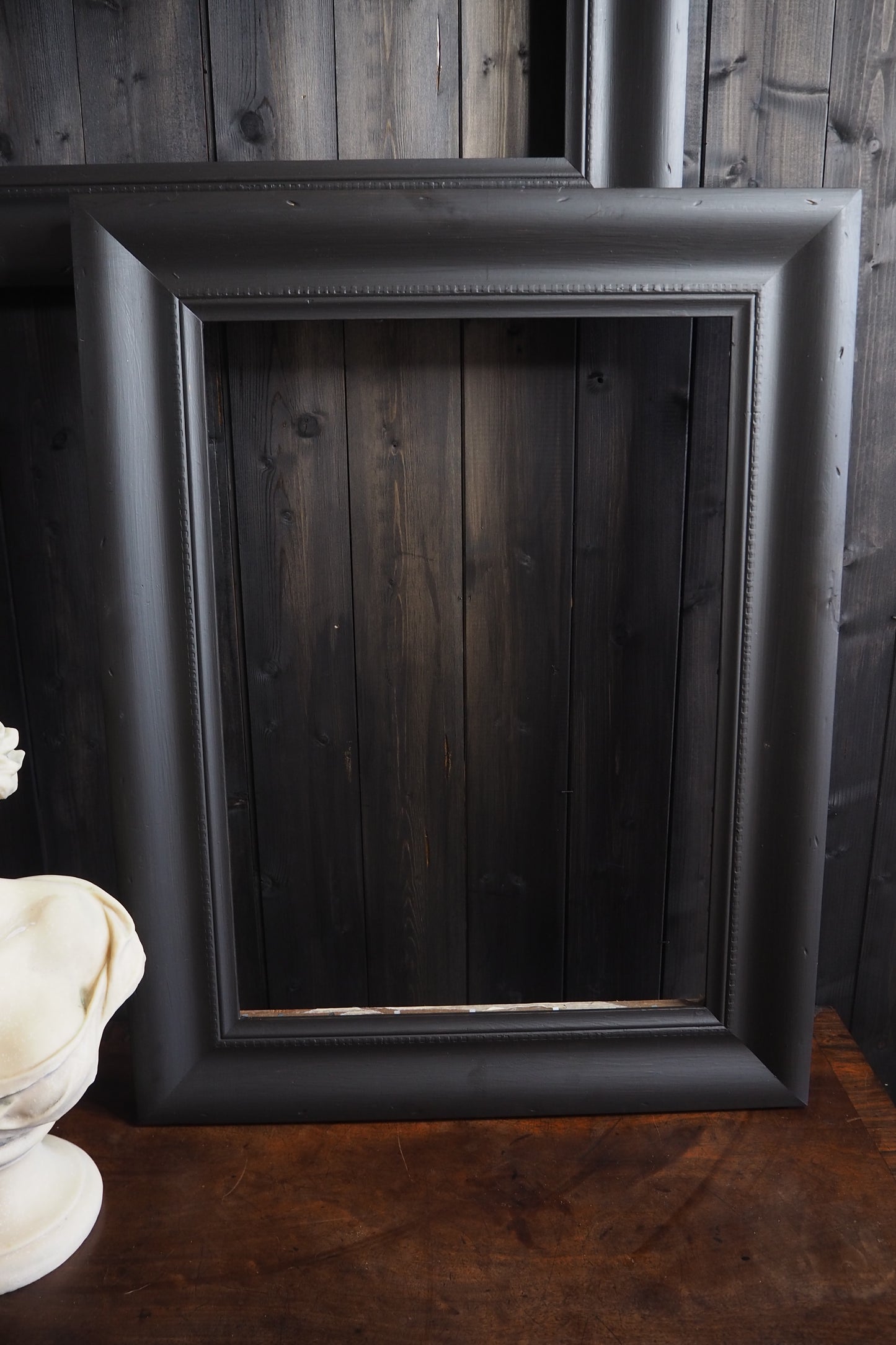 Large Vintage Black Distressed Upcycled Solid Wood Frame- The York