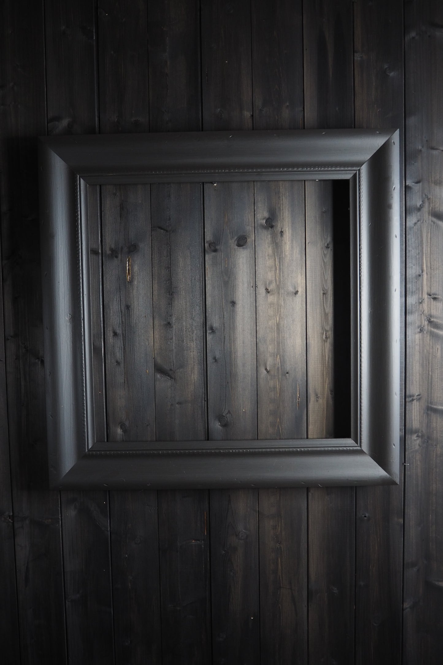 Large Vintage Black Distressed Upcycled Solid Wood Frame- The York